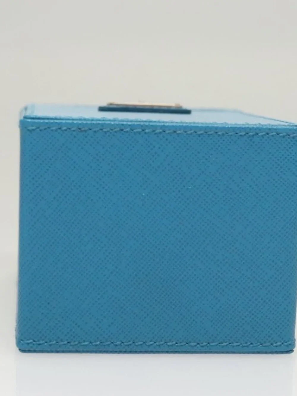 PRADA Cosmetic Pouch Leather Blue Auth 118869M